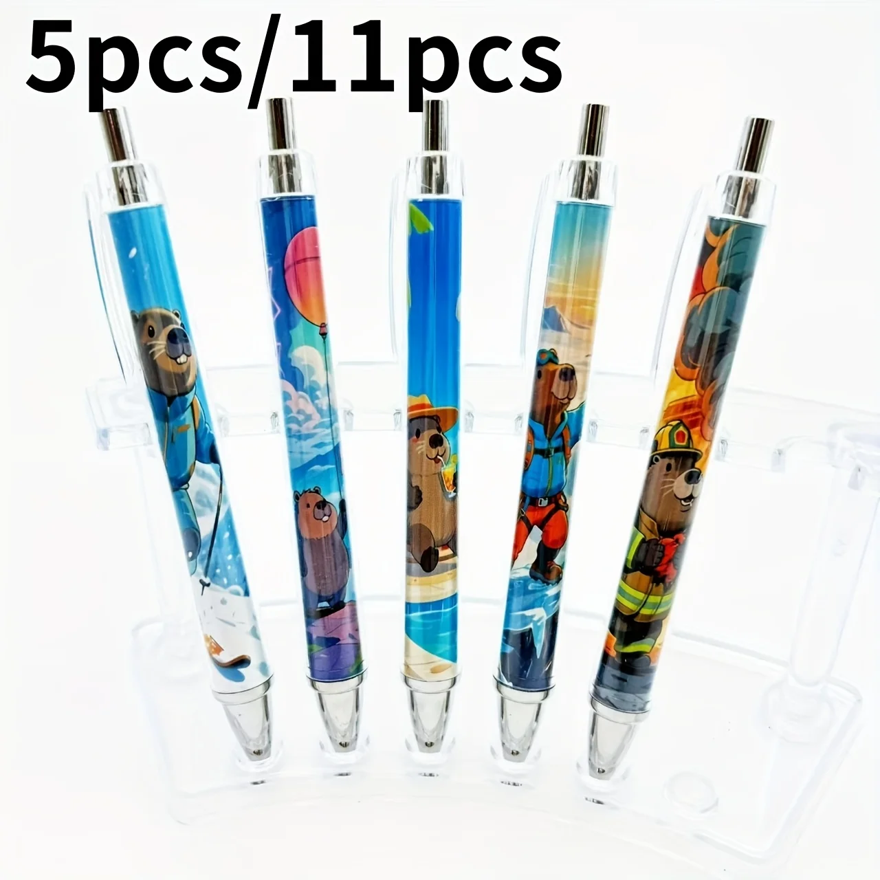 

5Pcs/11Pcs Creative Capibara-Themed Ballpoint Pens Capibara Series Retractable Ballpoint Pens Back-To-School Season Writing Pens for Students and Teachers