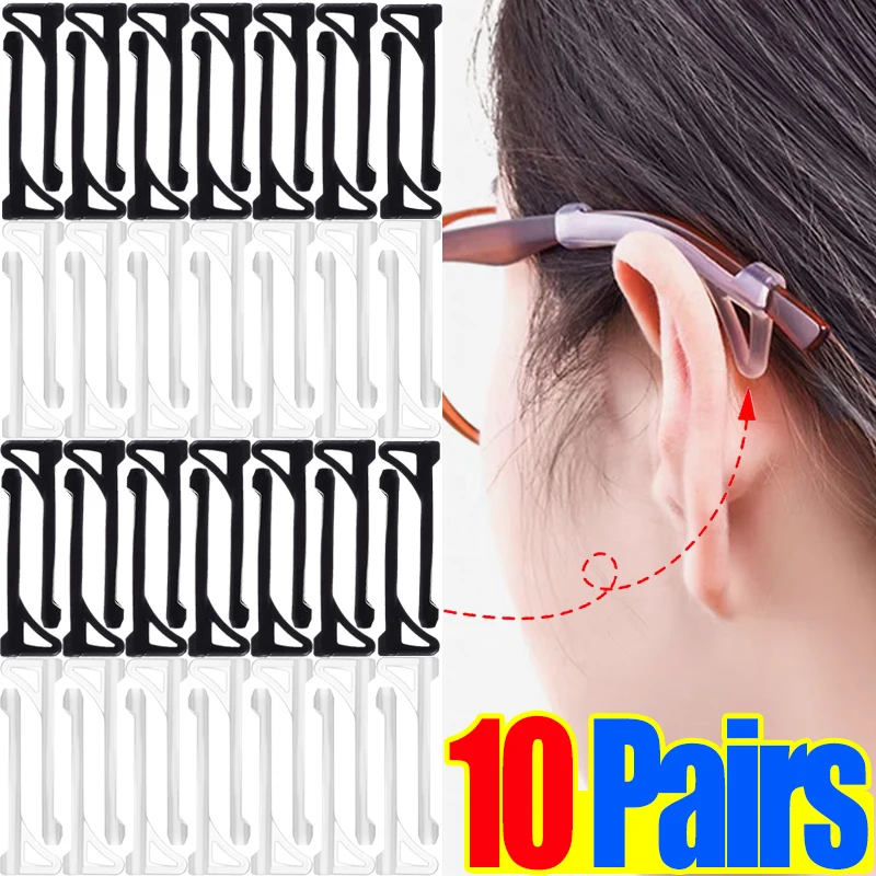 1/10pairs Silicone Anti-slip Ear Hook Grip Glasses Elastic Grip Temple Tip Stoppers Holder Eyeglasses Eyewear Retainer Fasteners