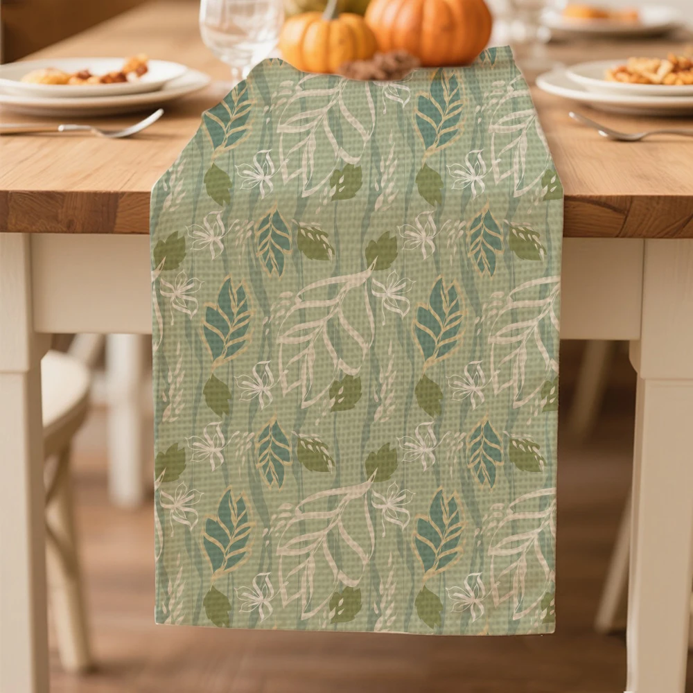 

green table runners for dining table decoration & accessories table runner for party Thanksgiving Day Leaf pattern tablecloth