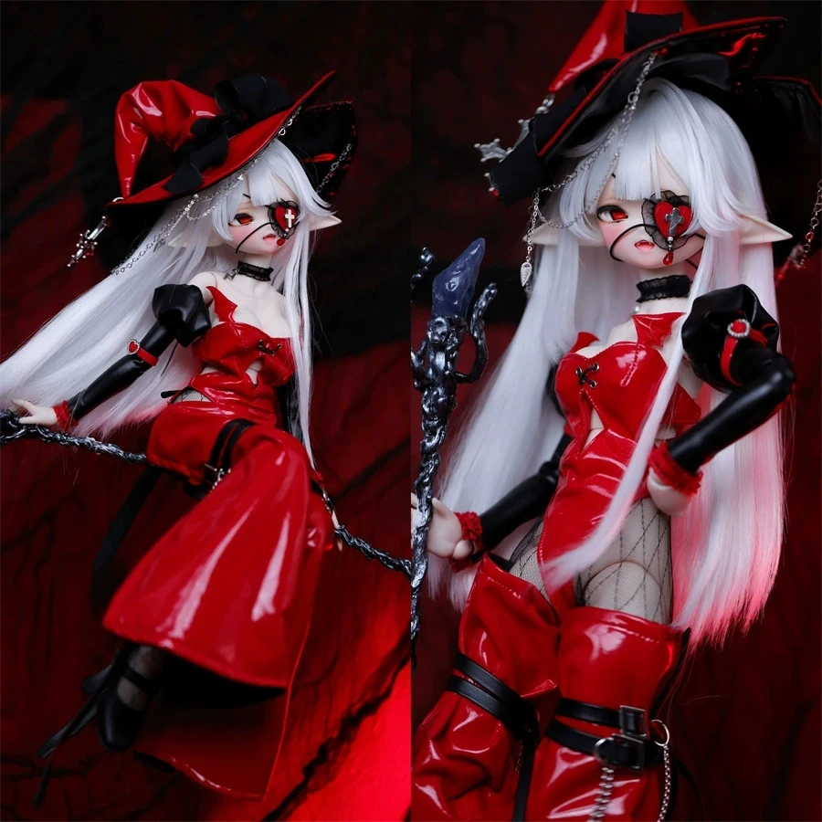 

Глянцевые кожаные шапки Маленькая Ведьма Panger Rule Onesie BJD Кукольные комплекты одежды Игрушки для девочек Элегантный Черный Красный 1/4 MDD Подарки Аксессуары для кукол