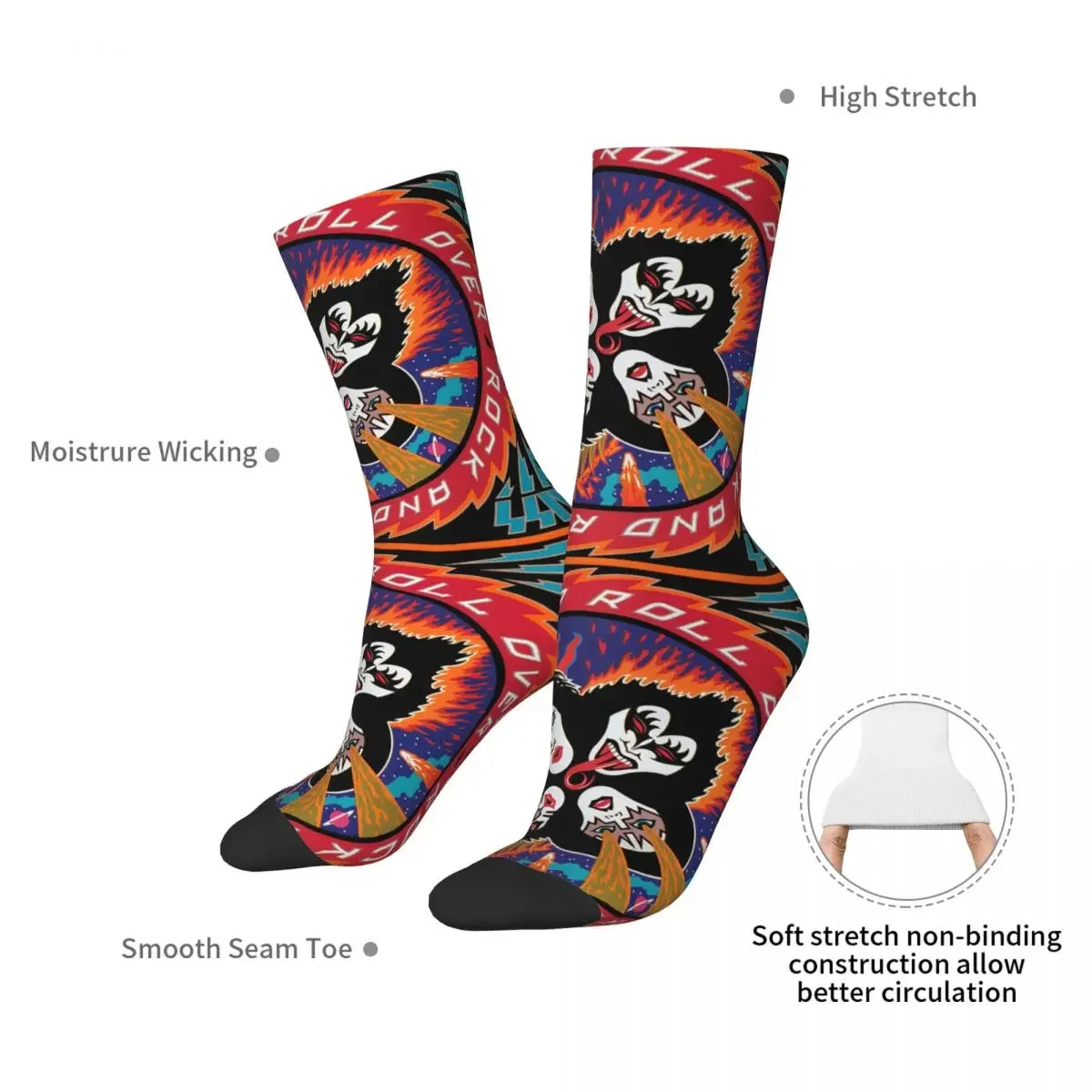 Rock Roll Band Kiss Cat Socks Harajuku High Quality Stockings All Season Long Socks Accessories for Man's Woman's Christmas Gift