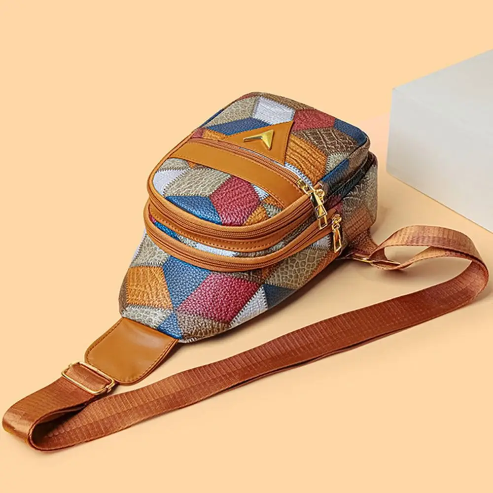 Bolsa de peito de couro macio Grande capacidade, Bolsa crossbody multi-bolso, Sacos PU, Sacos de ombro costura