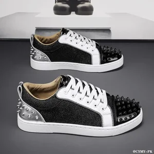 2024 الخريف جديد الرجال أحذية عارضة أزياء قطع مرصعة عصرية متعددة الاستخدامات أسود العمل أحذية منخفضة القاع المسطح أعلى 6 مبيعات للأحذية المحاصيل - رقم 5