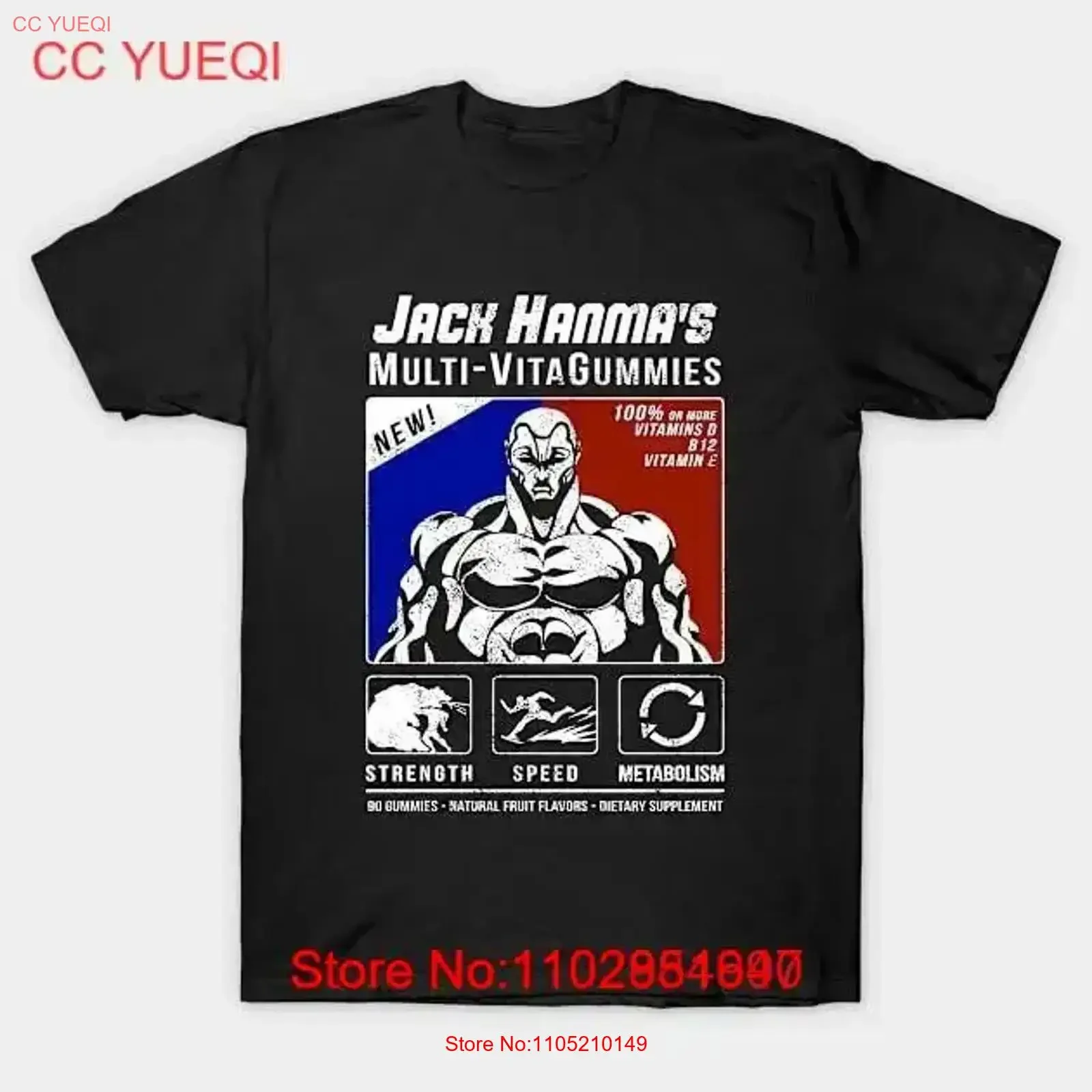 Jack Hanma's Vitamin T Shirt S 5XL Fast Shipping vintage Washed Stretched Casual designer clothes Stylish fashion Versatile