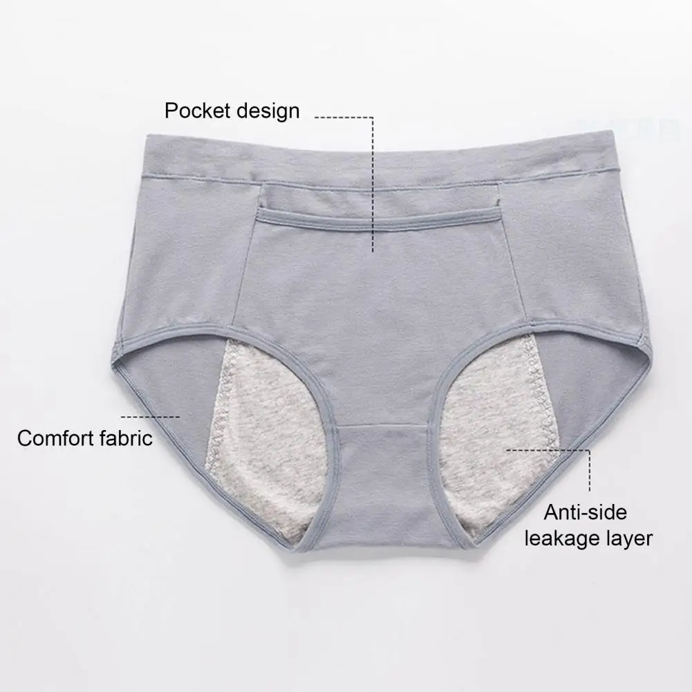 Mid-waisted Period Panties with Pockets Leakproof Period Underwear with Pocket for Women Butt-lifted Menstrual Panties Plus Size