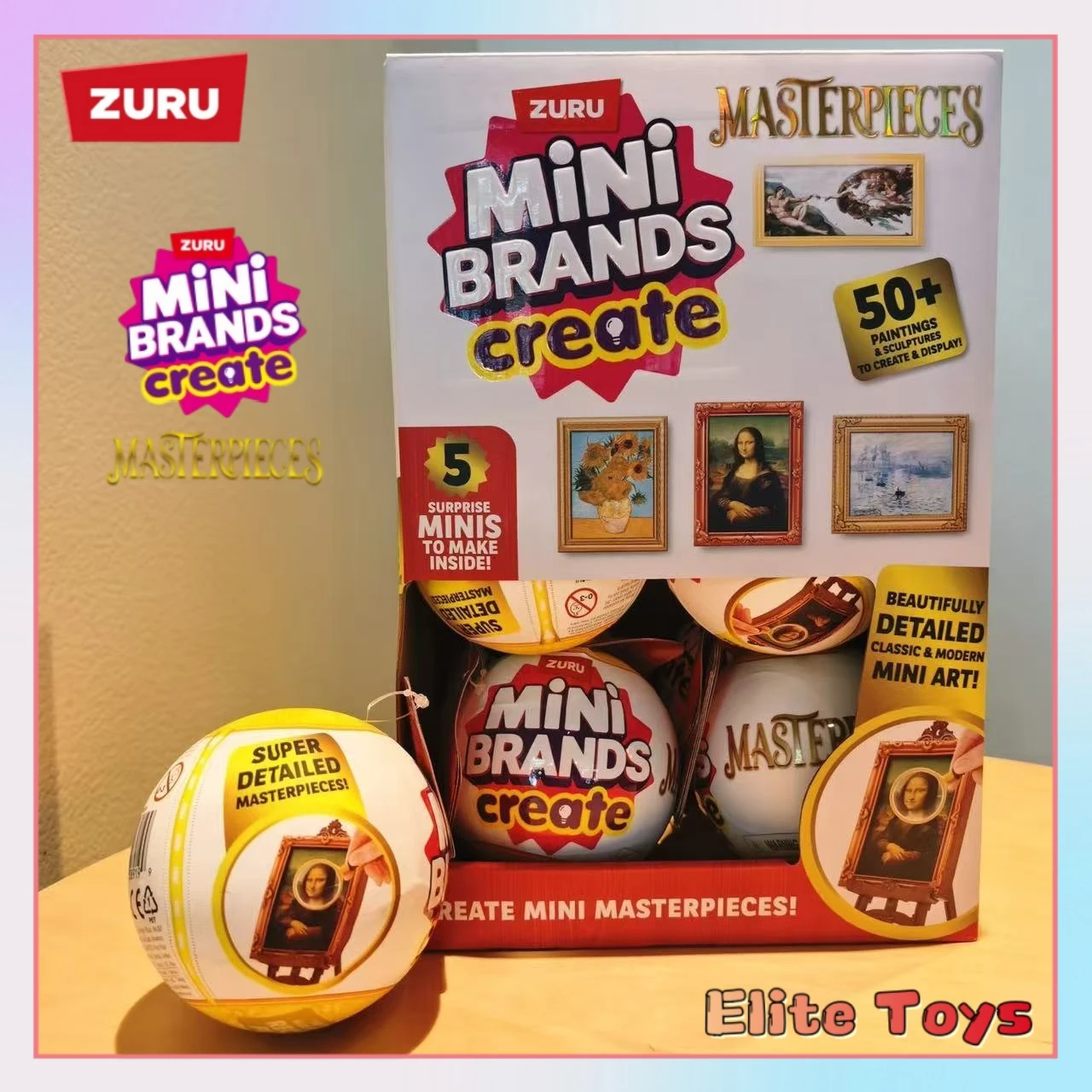 

Zuru Mini Brands Create Mystery Blind Ball Masterpieces Artwork Miniature Famous Painting Collectible Toy Desktop Decoration