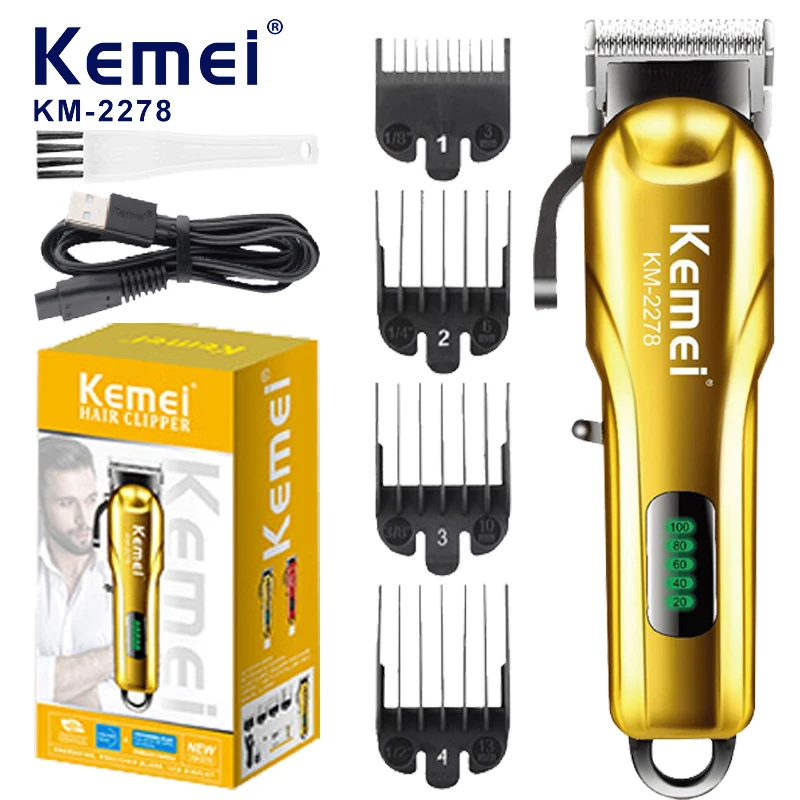 Kemei Cordless Electric Adjustable Hair Trimmer For Men Professional Beard Hair Clipper Rechargeable Haircut Machine KM-2278