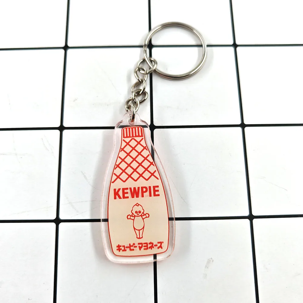 Llavero de acrílico con diseño de botella de mayonesa japonesa, decoración de cultura alimentaria, para coleccionistas de comida, regalo para entusiastas del gastronomía