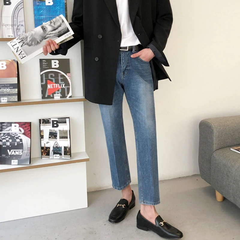 

Мужские джинсы MRCYC Korean Sle, прямые, зауженные, из хлопкового денима, с застежкой-молнией, средней посадки, повседневные, универсальные, осенняя новинка, комплект из 9 предметов