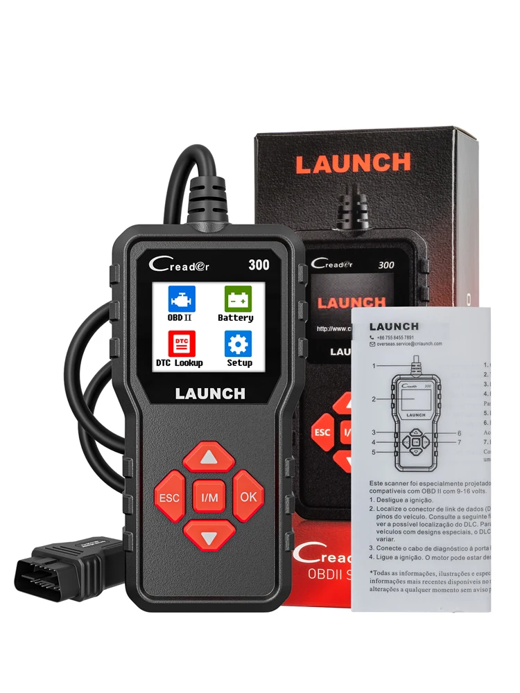LAUNCH Creader CR300 Motorfehlercodeleser, OBD2-Scanner-Diagnosetool, Echtzeit-Daten-Batteriespannungstest, Auslesen und Löschen von DTCs, I/M-Bereitschaft PK CR3001 CR329 ELM327 MINI ELM 327