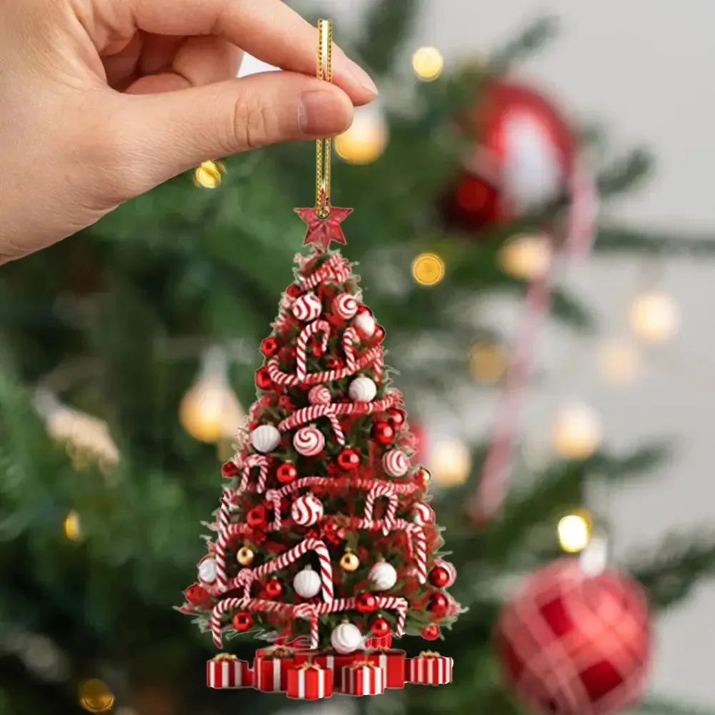 4 Pcs Light Reflection Christmas Decoration for Tree Ornaments Hanging Decor for Xmas Tree Home Kitchen Decor Party Supplies