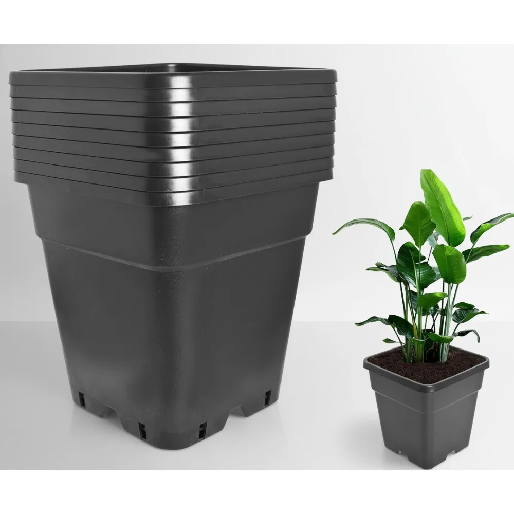 

10-Pack 5 Gallon Plastic Plant Pots with Drainage Holes for Indoor Outdoor Gardening Vegetables Flowers
