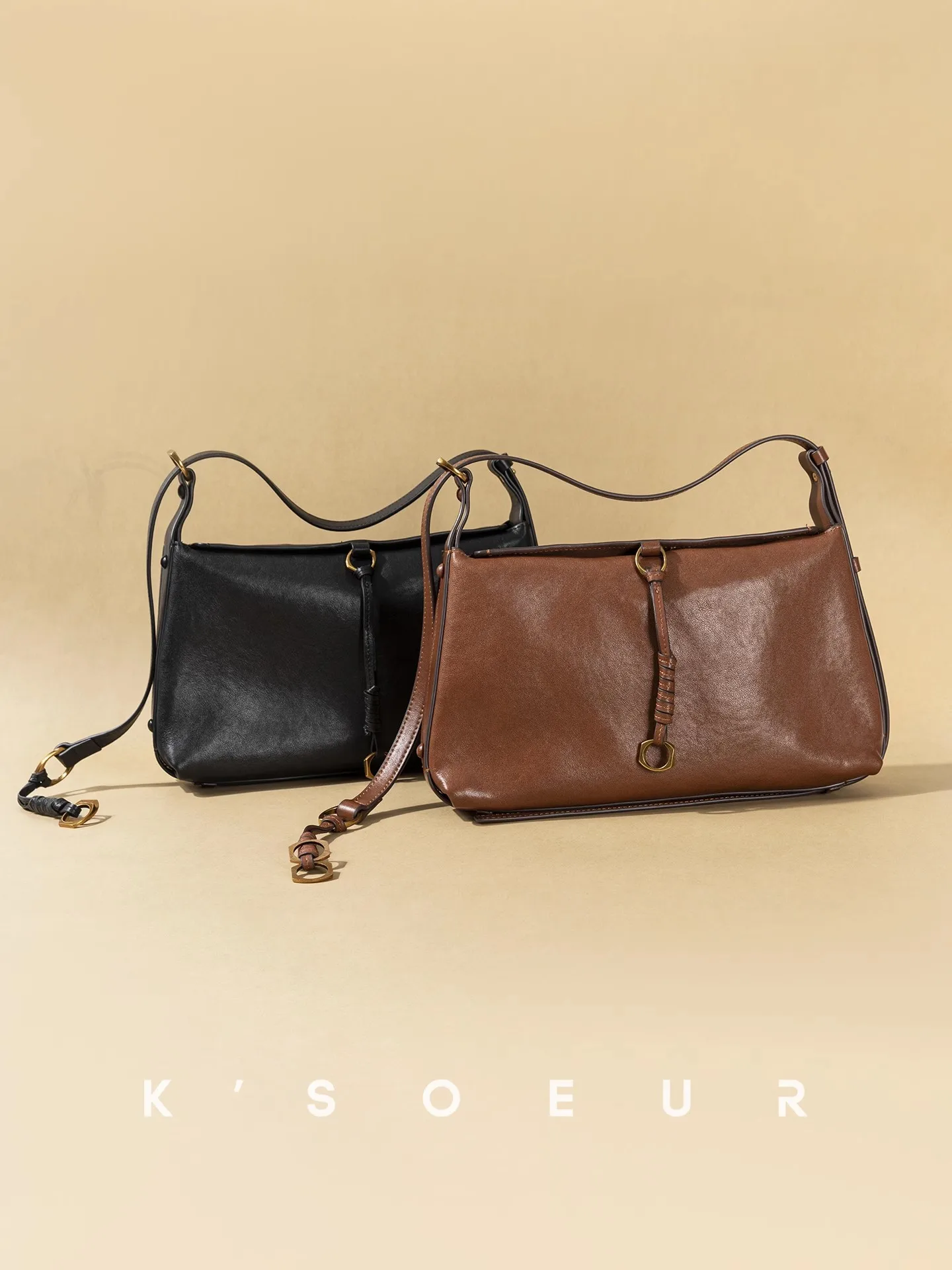 

First Layer High-end Cowhide Retro Soft Feel Handmade Shoulder Bag Vintage Black Brown High Quality Fashion Handbag For Women