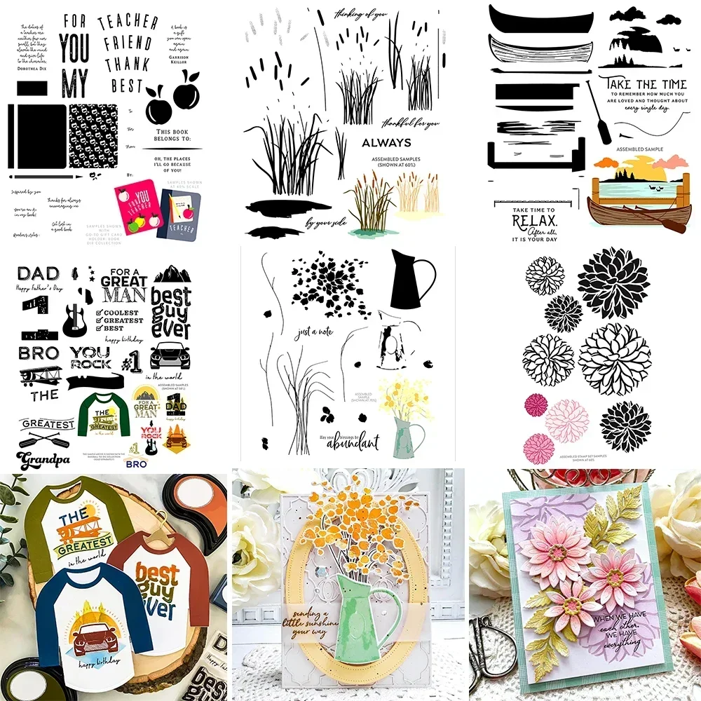 Blooms Flower Dahlias Cattails Buchschiff Klare Stempel und Stanzformen Spezieller Guy Stempel für DIY Scrapbooking Basteln Kartenherstellung