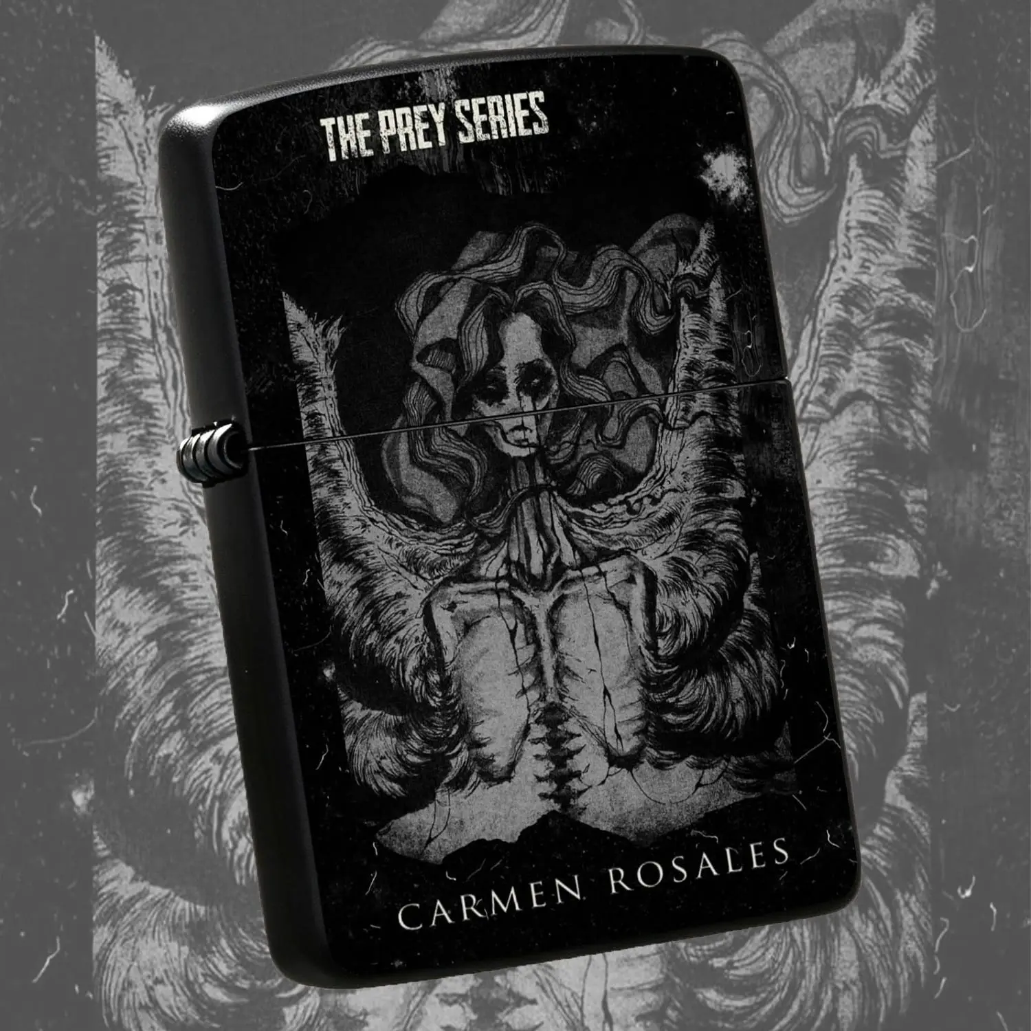 Vintage Dark Style The Prey Series Art Print Lighter, Retro Distinctive Grunge Aesthetic Portable Ignition Tool, Multi-Scenario Usable Unique Creative Accessory For Daily Carry Outdoor Use, Exquisite Coll A Humorous And Interesting Lighter