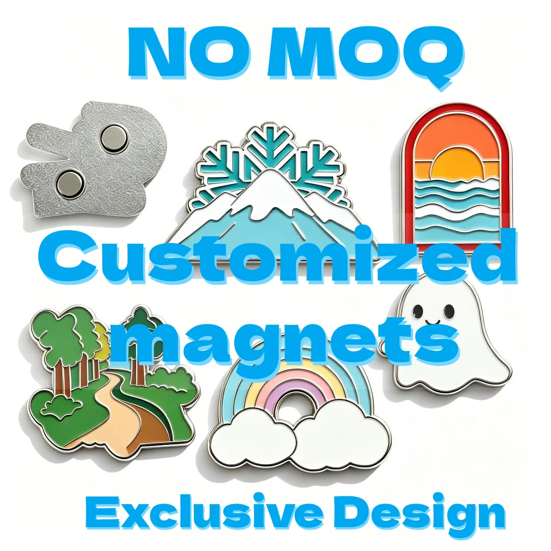 Custom Refrigerator Magnet Cute Fridge Magnets Metal Enamel Mountain Rainbow Ghost Nature Decorative Travel Fridge Souvenir