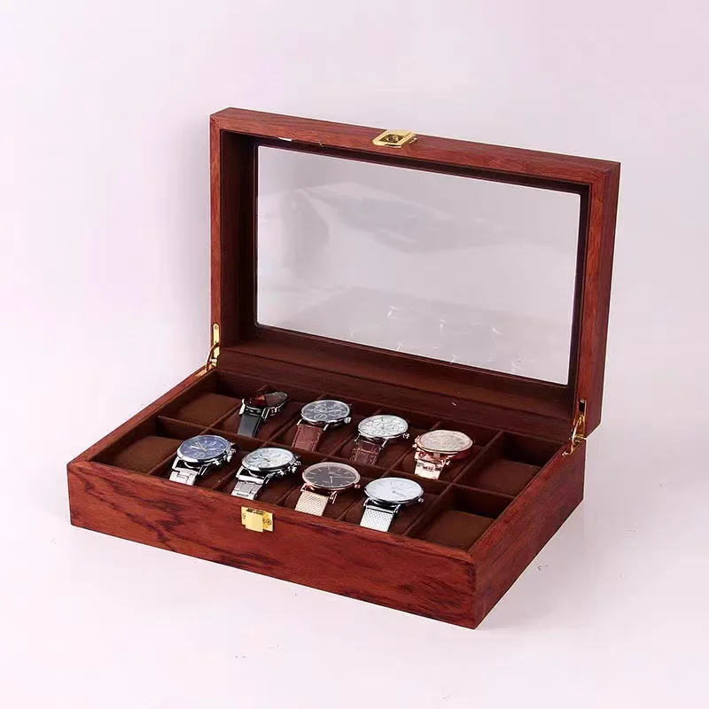 Nordic Minimalism 12 Slots Men Jewelry Storage Vintage Wooden Watch Box Display Organizer Caja Almacenamiento