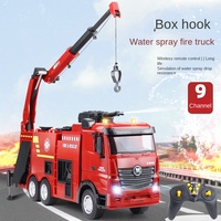 Huina Rc Fire Truck 1362 Large 9Ch 1/18 Remote Controlled Fire Rescue Car Simulated Ladder Car Spraying Water Toys Gift for Boys