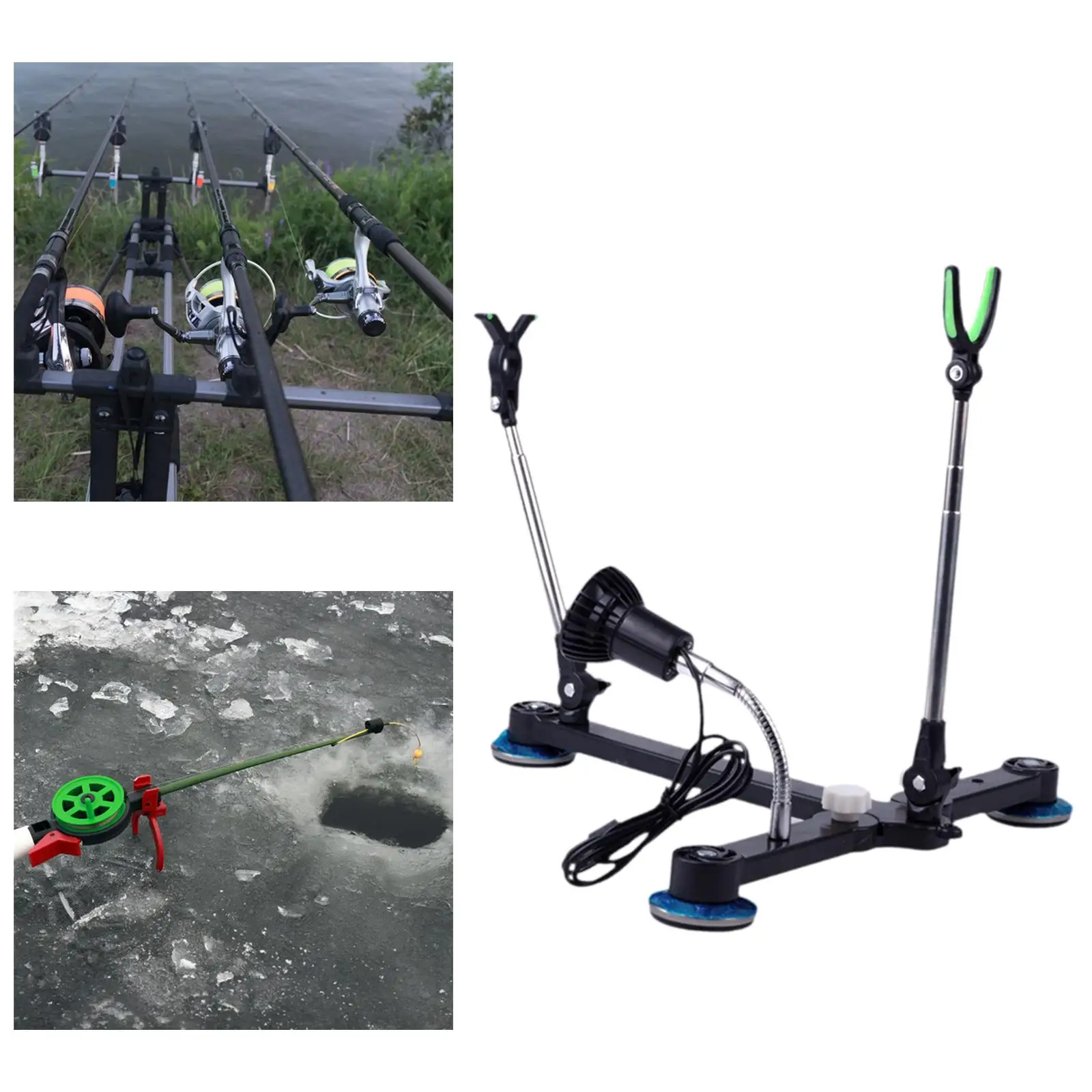 Ice Fishing Rod Holder Metal with Light for Outdoor Sports Gifts Ice Fishing