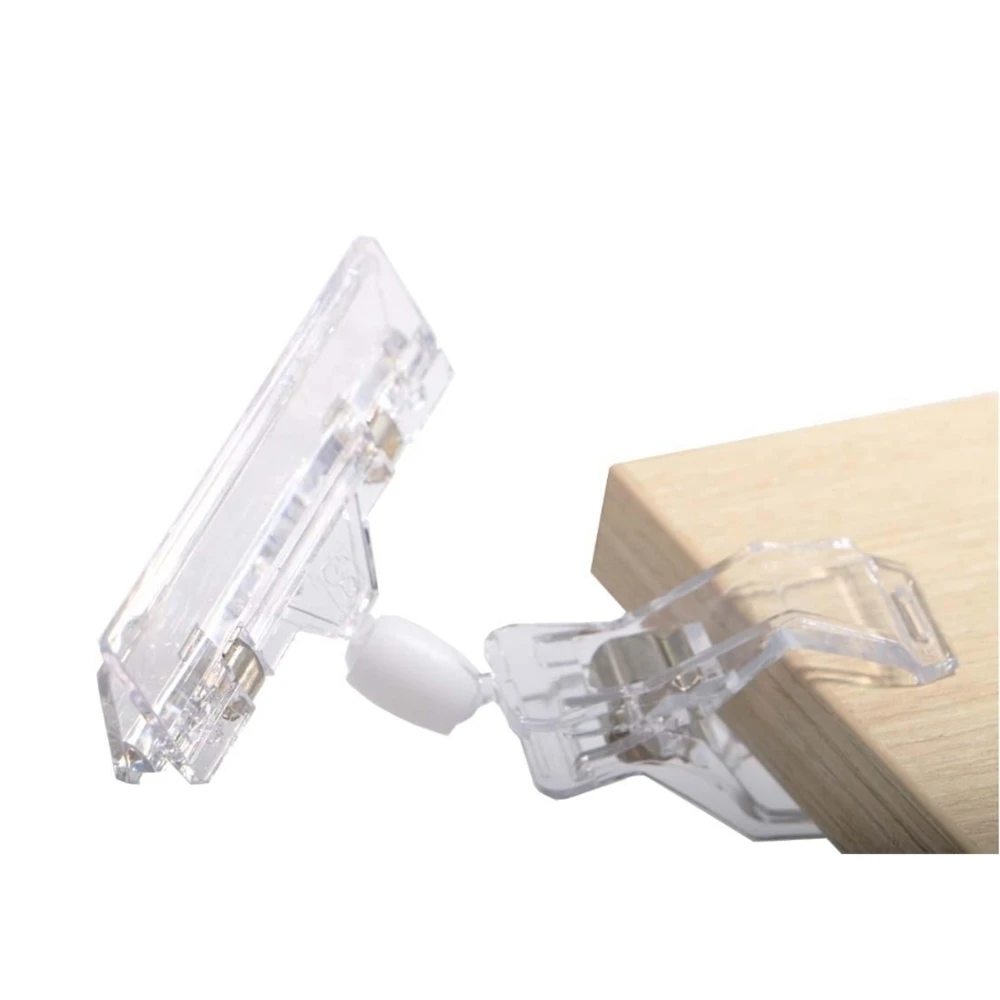 Clear Plastic Price Rotatable Pop Clip-on Style Merchandise Poster Photo Sign Display Clip Tag Holders Card Stand