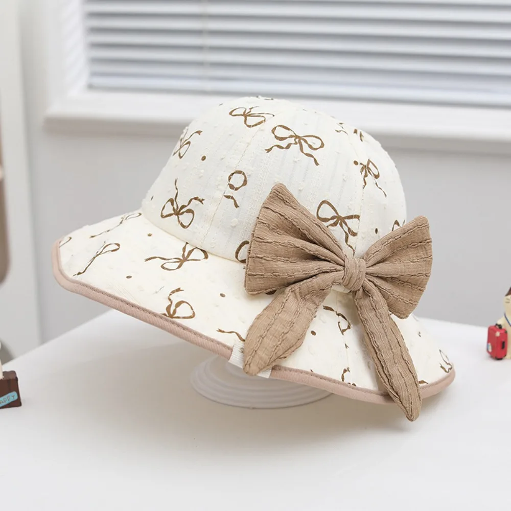 

Lovely Kawaii Children Sun Hat UV Protection Wide Brim Baby Fishermen Hat Sunshade Bowknot Kids Bucket Hat Apparel Accessories