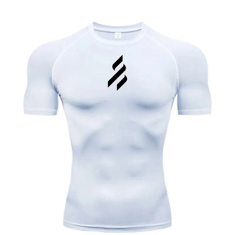 Compression T Shirt Men Summer Sportswear Running T-shirt Elastic Quick Dry Sport Tops Tee Athletic Gym Workout Shirts Men view 2