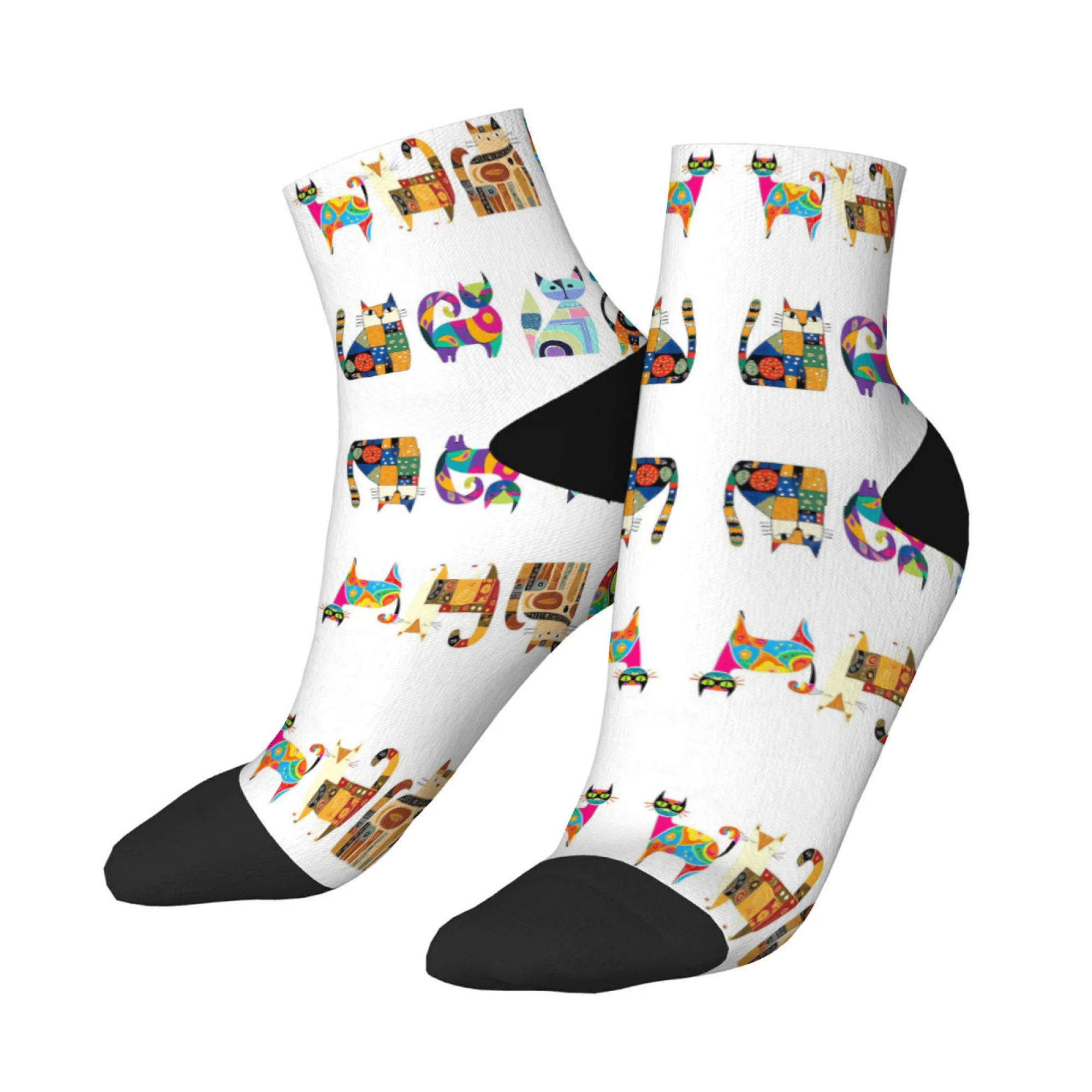 

Bohemian-style cat Short Socks Polyester Blend Comfortable Casual Socks for Women Men Soft Breathable Lightweight Fashionable