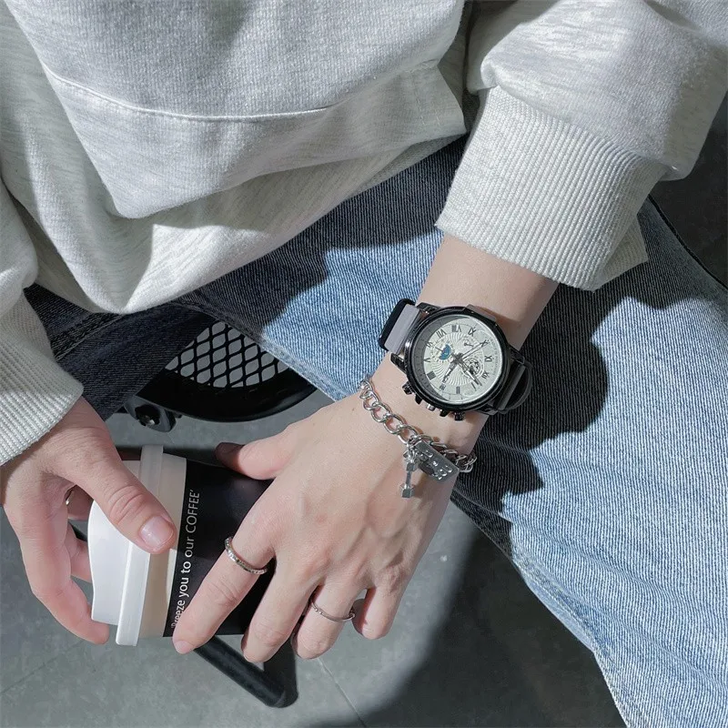 청소년을 위한 남성용 대형 다이얼 쿼츠 시계, 고급스럽고 멋진 맞춤형 시계