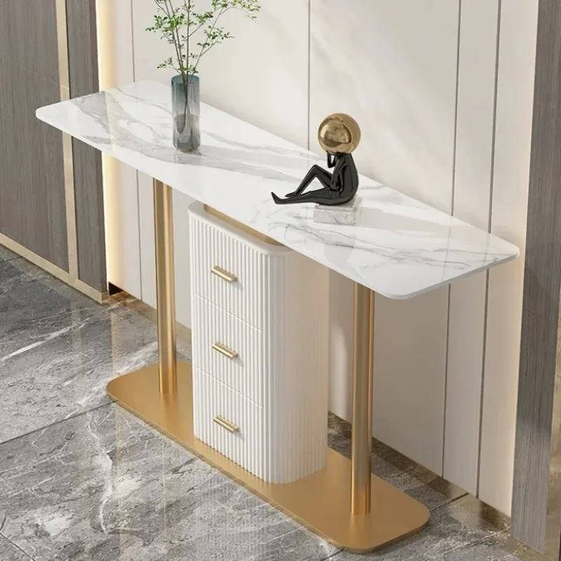 CL  and modern entrance hall entry strip case against the wall rock slab entrance table decoration