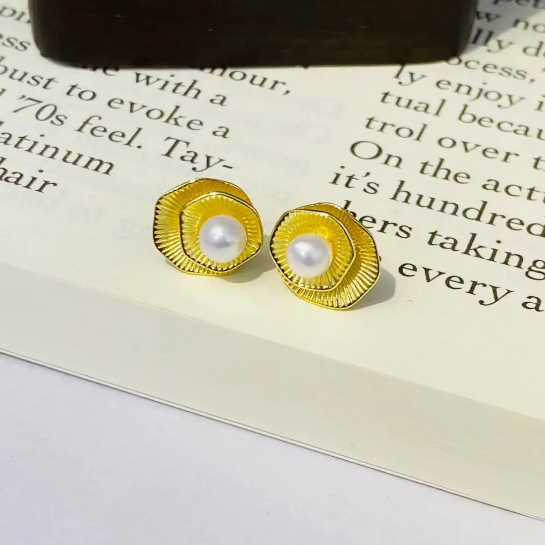 

Wholesale S925 Sterling Silver Earrings Mount Findings Settings Base Mounting Parts Accessory for 4-5mm Pearls 5 pairs/lot