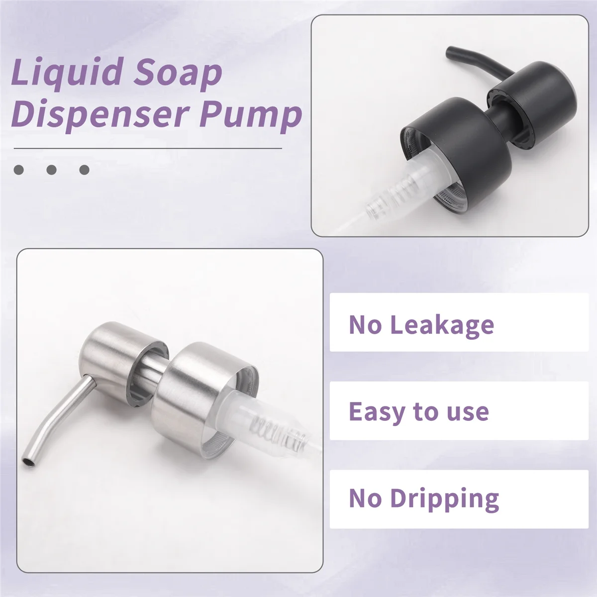 A40T 6Pcs 표준 28/400 넥 사이즈 노즐 및 튜브 용 스레드가있는 스테인레스 스틸 액체 비누 디스펜서 펌프 교체