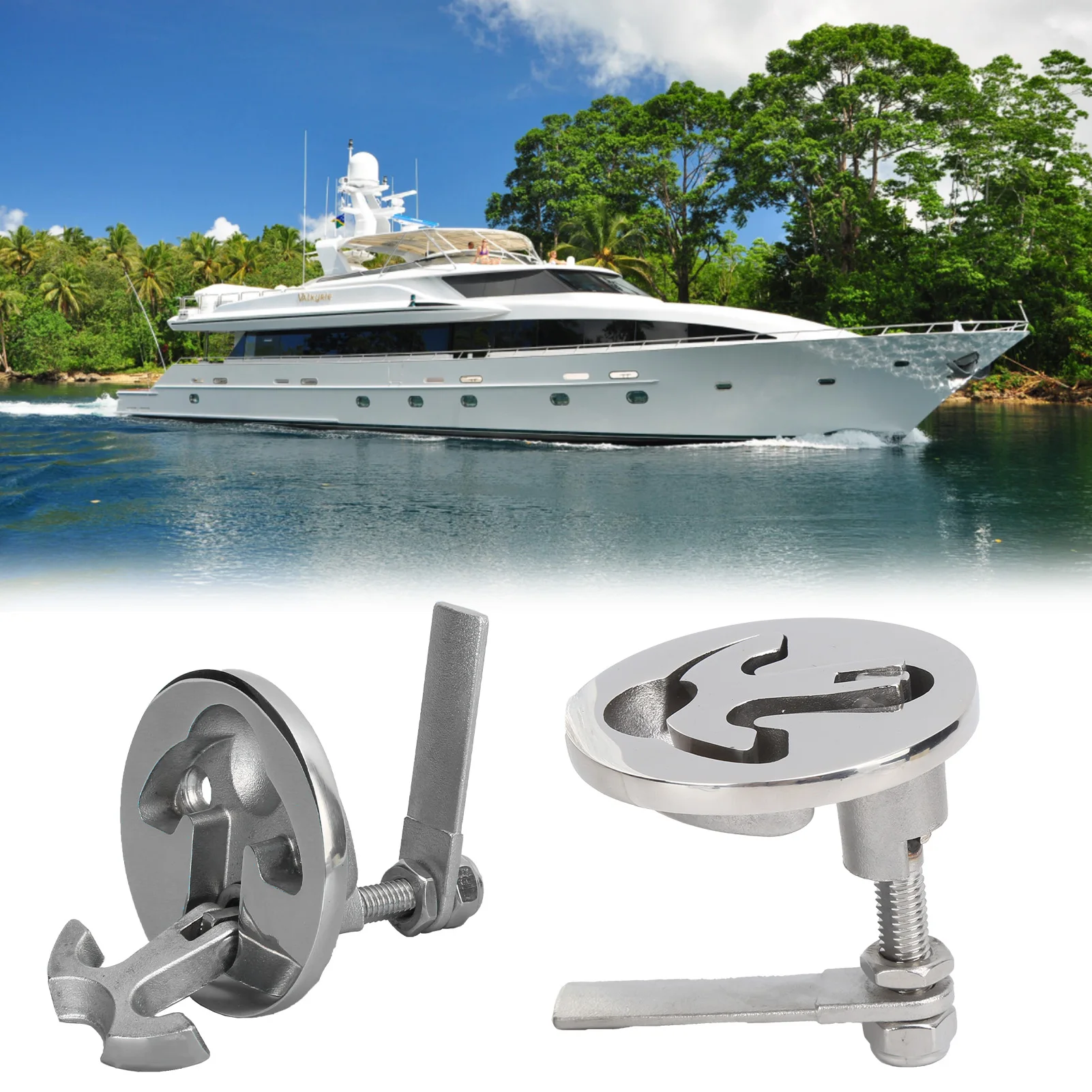 1Pc Flush Boat Hatch Latch Turning Lift Handle Marine 316 Stainless Steel Fitting Accessory