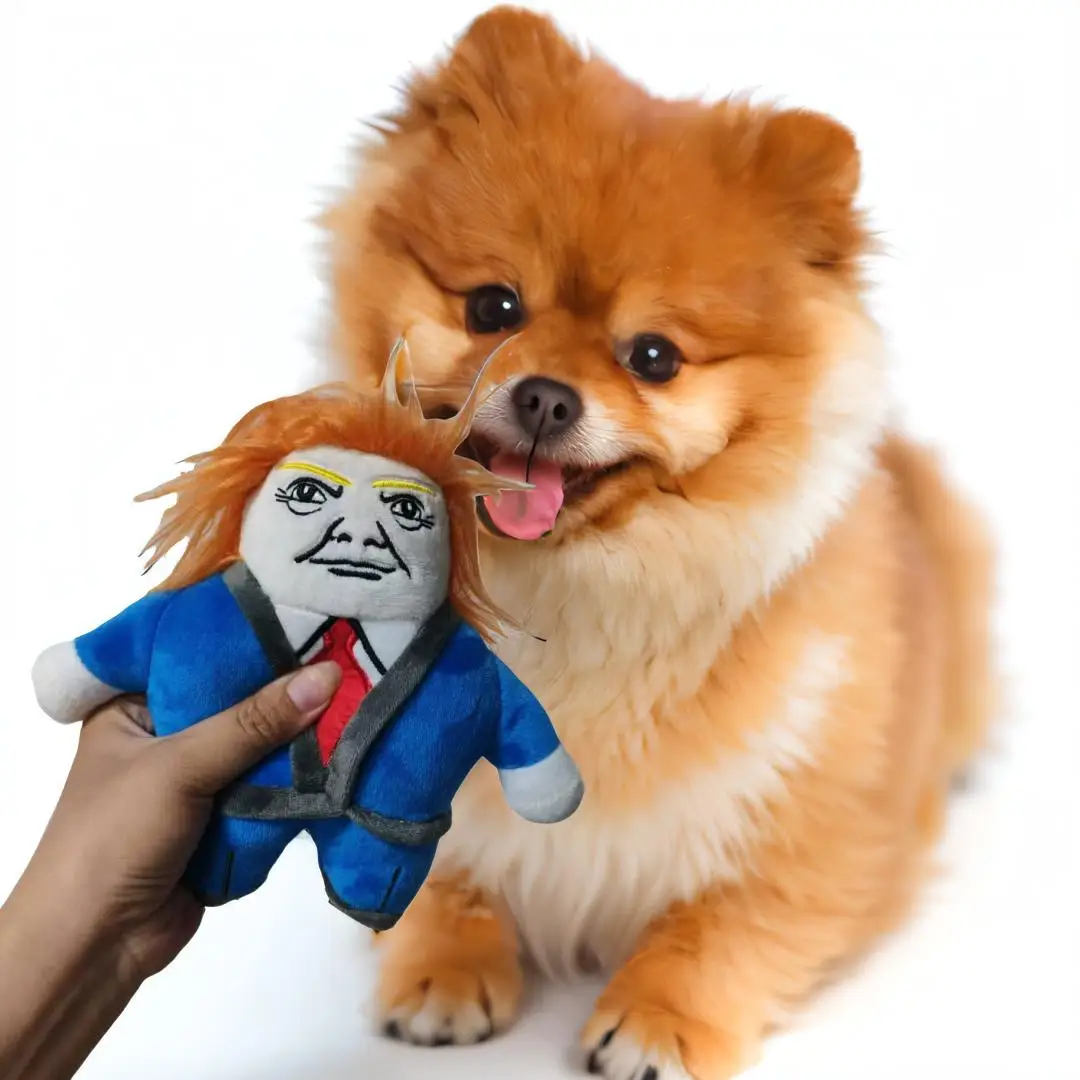 Donald Trump dog chewing pet toys 1pcs teeth grinding dog training plush toys with squeaker Political Parody dog chew toys