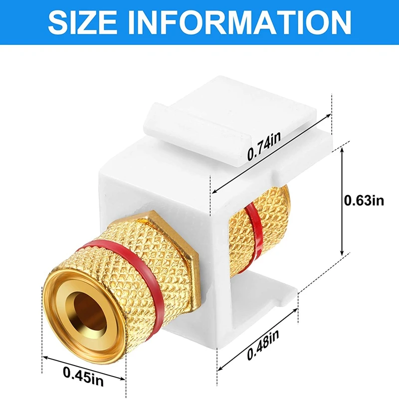 12 Pieces Banana Jack Binding Post Keystone Jack Insert, Black and Red Rings Audio Speaker Keystone Connector Screw Type HYP