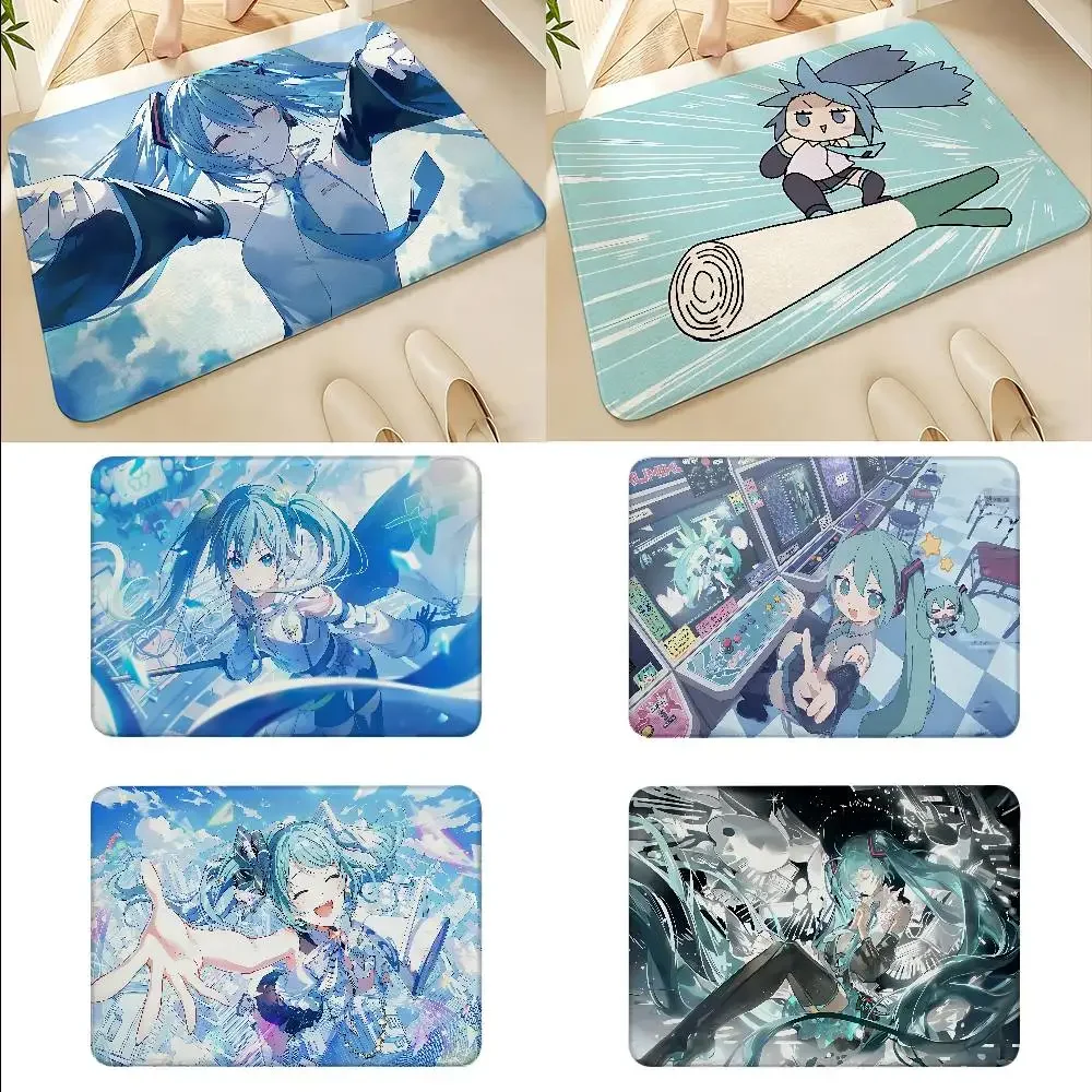 Cute H-Hatsunes Mikus Floor Mats Home Laundry Rug Carpet For Living Room Decor Lounge Area Anti-slip Foot Mat Entrance Doormat