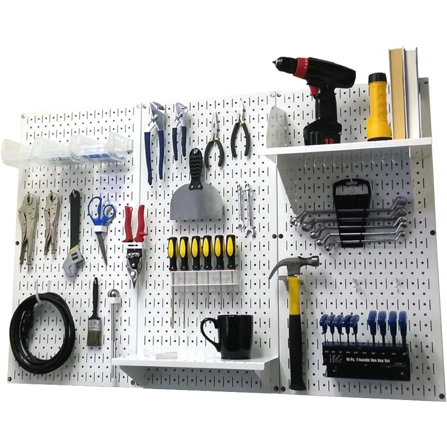 Nieuwe Pegboard Organizer Wall Control 4 Ft. Metalen Pegboard Standaard Gereedschapset Met Wit Gereedschapsplaat En Witte Accessoires