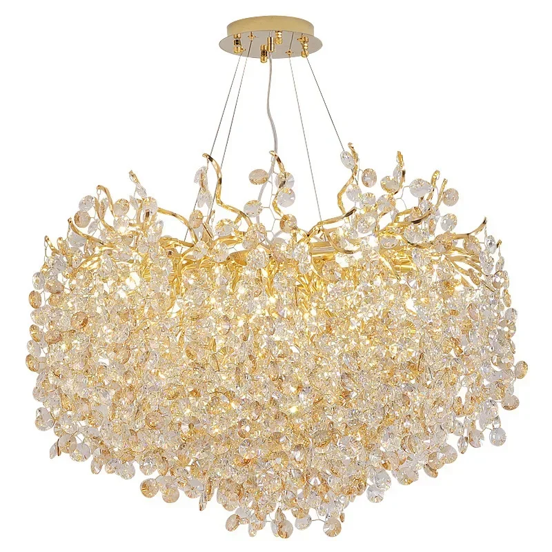 Light luxury golden chandelier for indoor dining room, living room and bedroom, glossy luxury chandelier for crystal chandelier