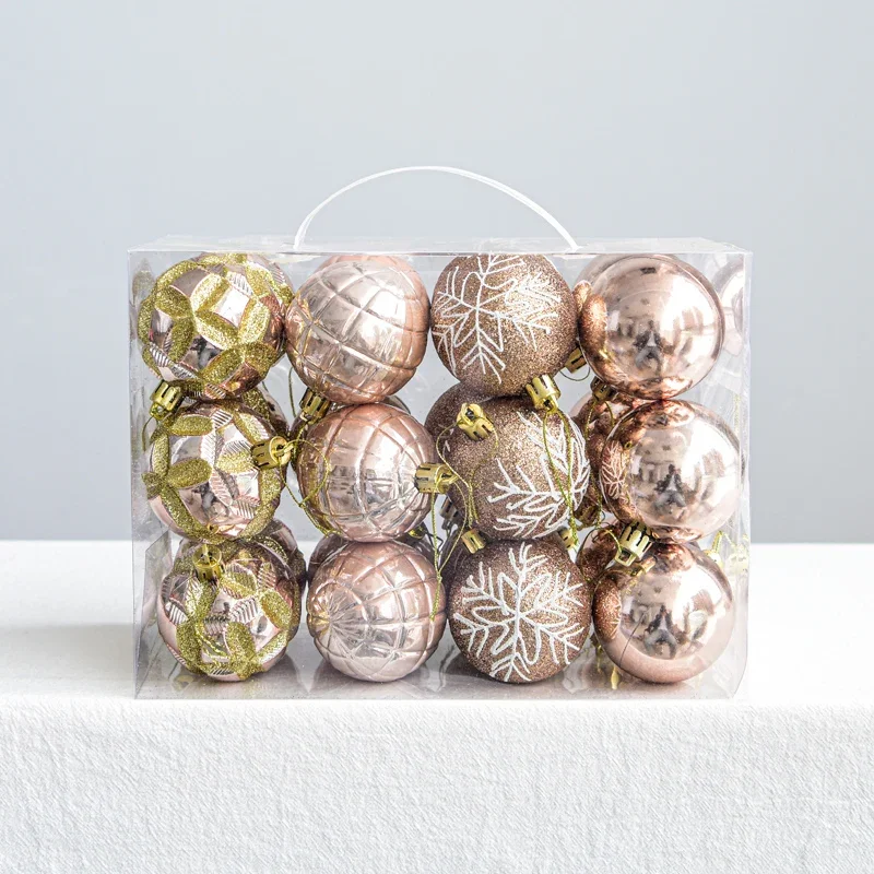 Christmas Tree Decoration pendant 6cm colorful pearl Christmas ball gift box 24 pieces of bright Christmas ball hanging ball