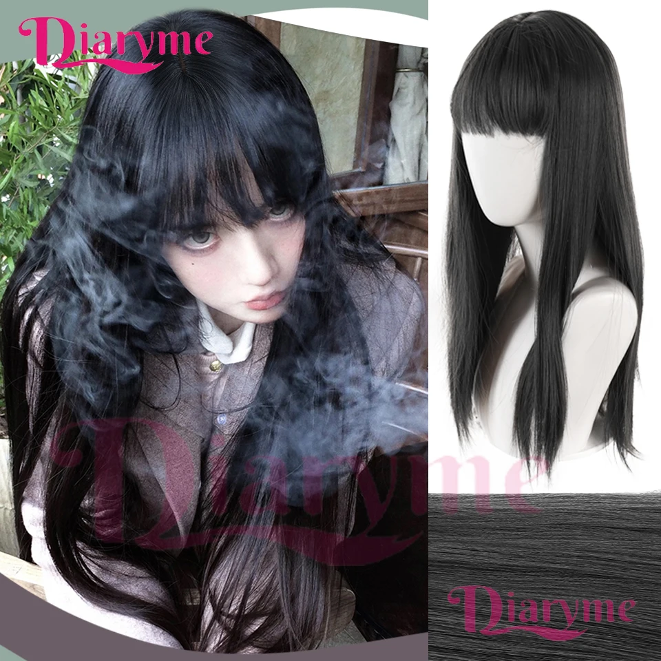

Straight Hair Synthetic Lolita Wig Long Straight Hair Wig with Straight Bangs is Suitable for Ladies' Daily Role-playing Wear