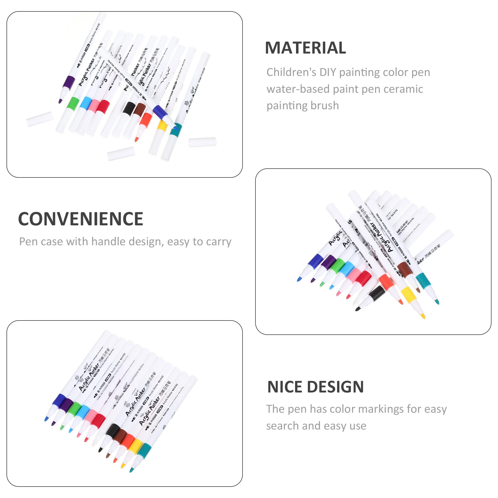 

12Pcs Kids Colored Marker Pens Durable ABS Painting Markers for Crafts Drawing Sketching Fine Art Paint Pens Graffiti Markers