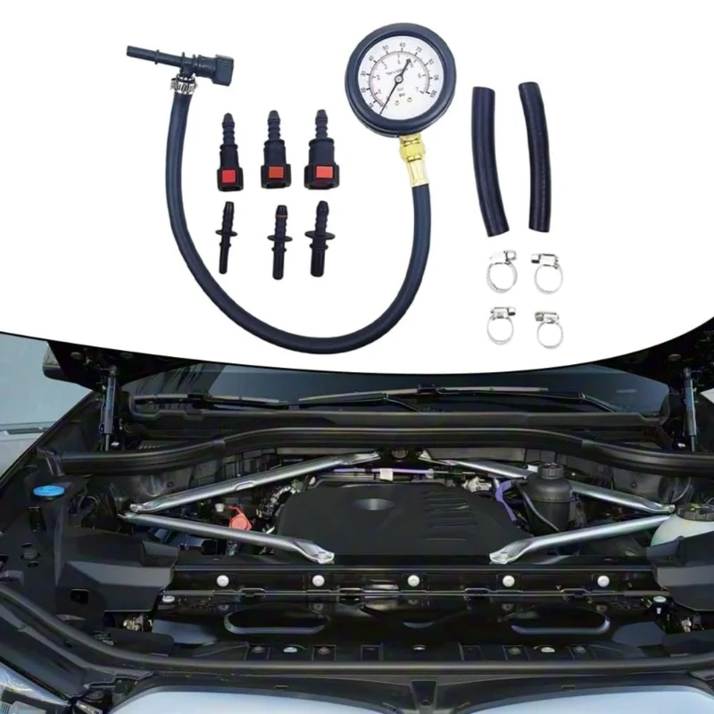 

Fuel Pressure Gauge Tester Tool 0-100 PSI with Valve for Car Motorcycle Truck Fuel System Diagnostic Instrument Black