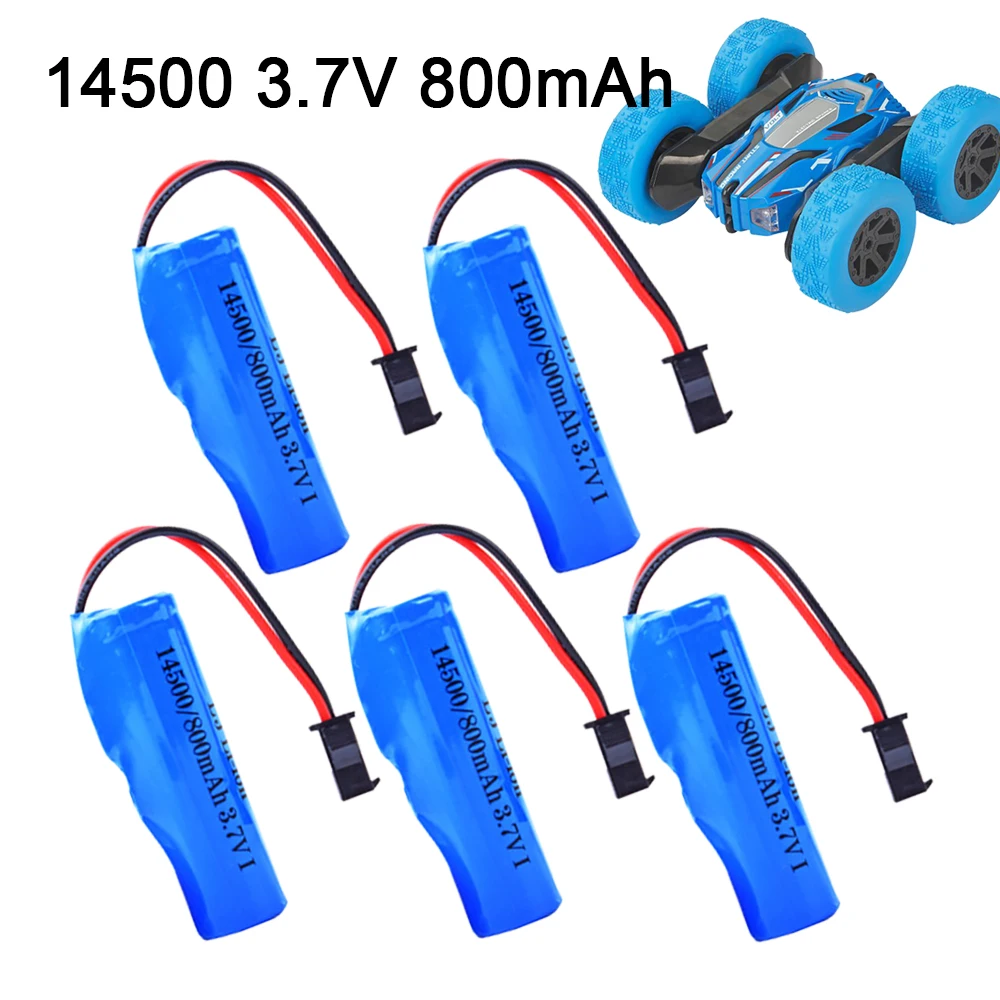 For RC Stunt Dump Car Battery 14500 SM-2P 3.7v 800mah Li-ion Battery for JJRC C2 D828 RC Car Spare Parts RC Car battery 1-10pcs