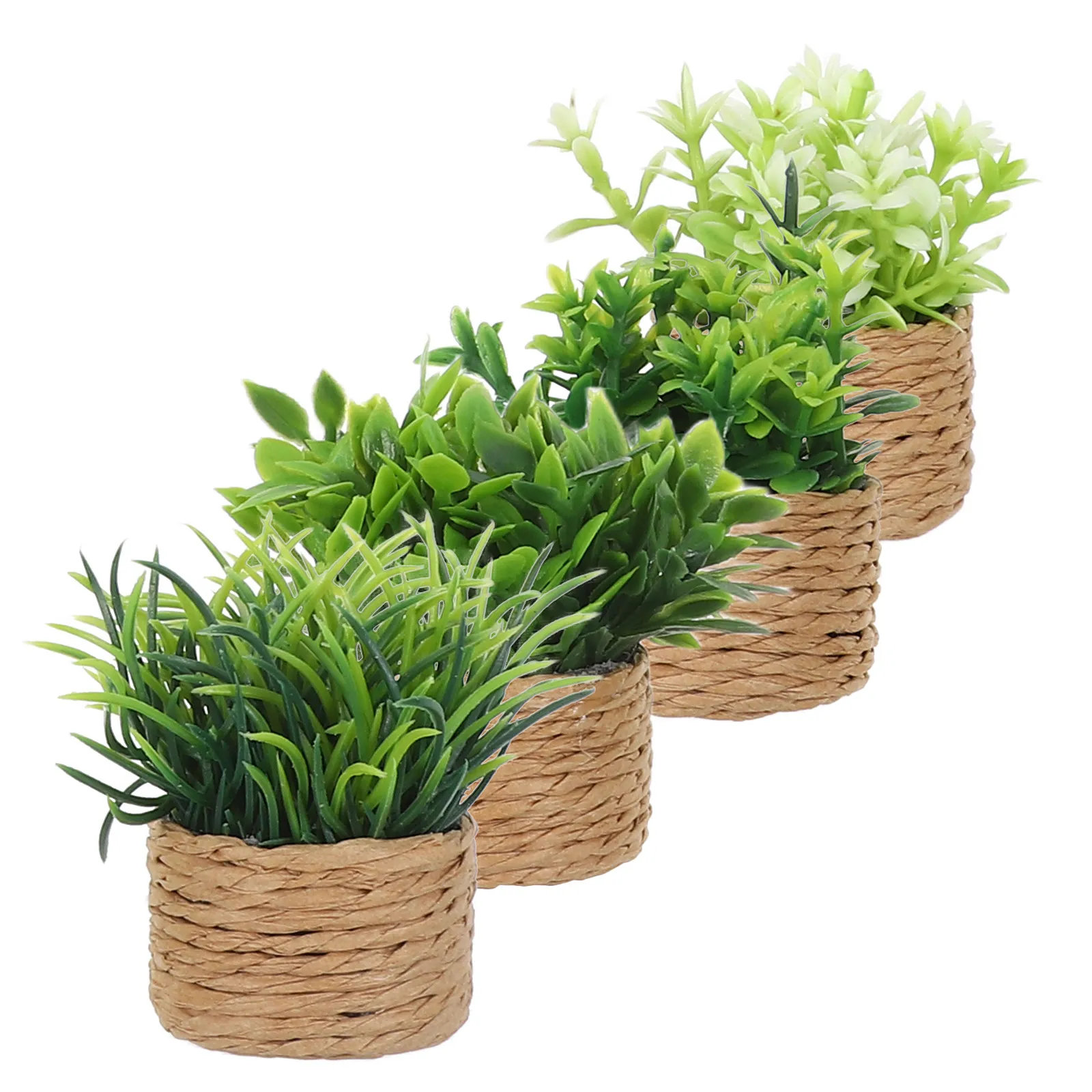 

4Pcs Miniature Greenery Decor Dollhouse Plants - Compact Realistic Bonsai Style Artificial Potted Plants for Miniature House