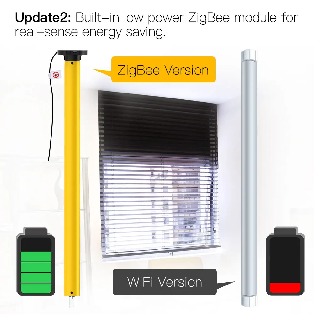 Imagem -03 - Moeshouse-zigbee Persianas Tubulares Automáticas Motor dc Rf433 Remoto Tubo de 38 mm Smart Life Tuya Via Alexa Google Home