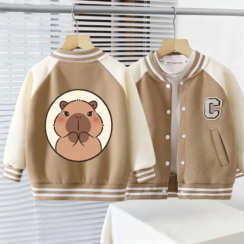 كابيبارا طفل سترة بنين بنات الكرتون أنيمي زي البيسبول في الهواء الطلق موضة عادية الأطفال البلوز الملابس بلايز هدية عيد الميلاد