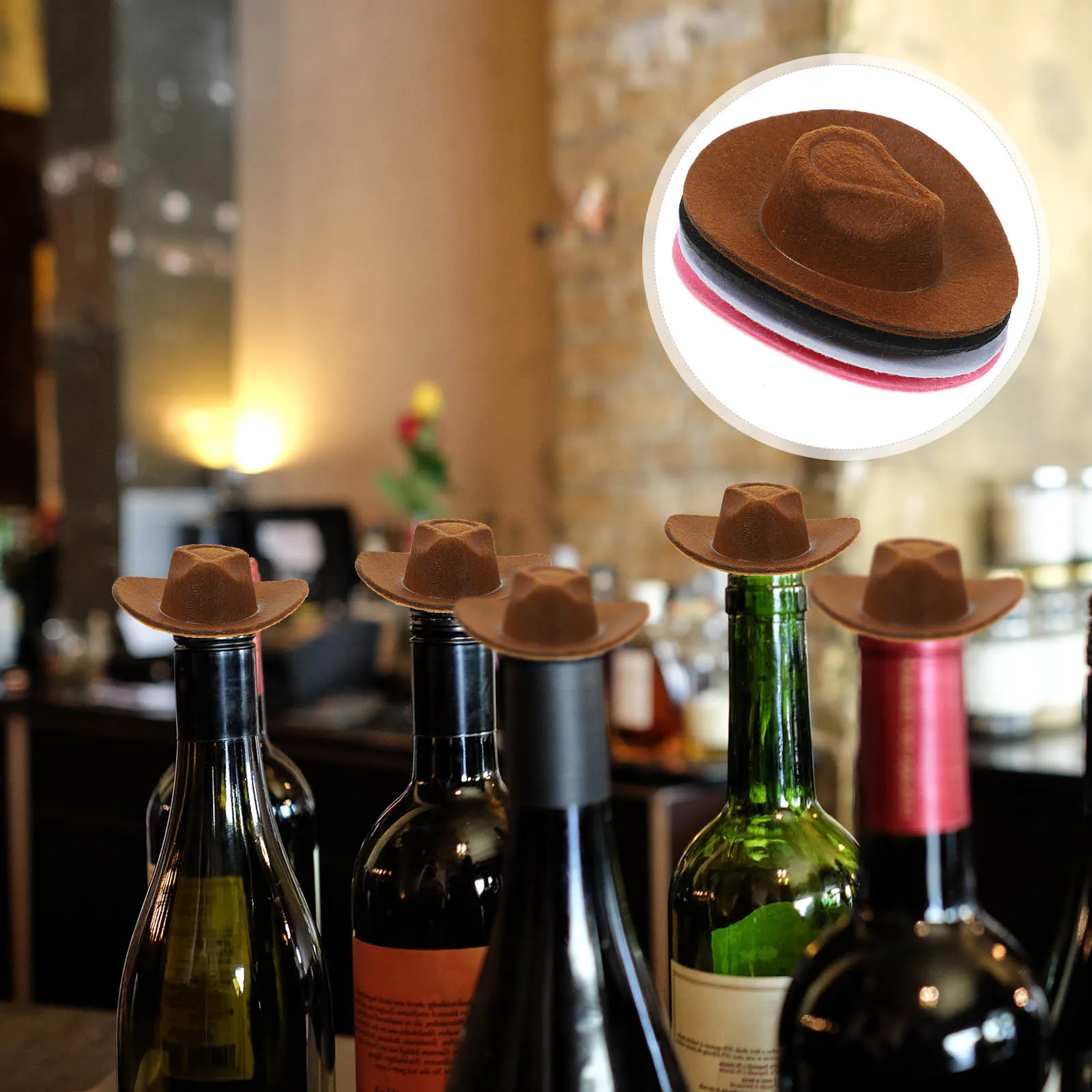 4pcs Mini Cowgirl Hats For Drinks Tiny Hat Ornament Reusable Miniature Hat Diy Accessories Party Decor Craft Small Hats