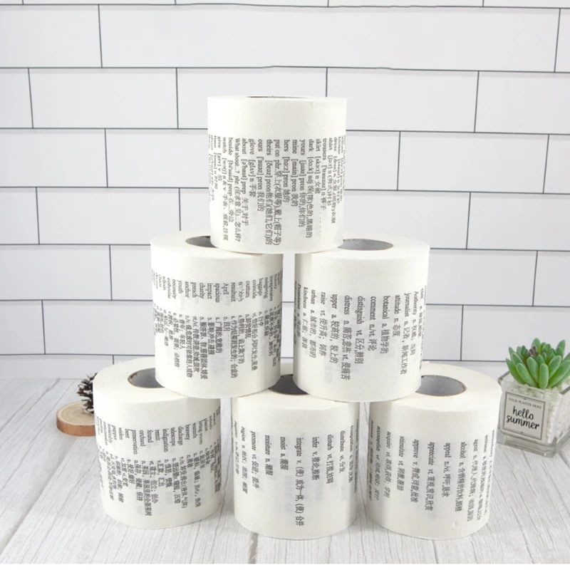 1PC Creative English Words Toilet Paper Roll Paper Towel Tenacity Durable Funny Printed Toilet Paper Bathroom Accessories