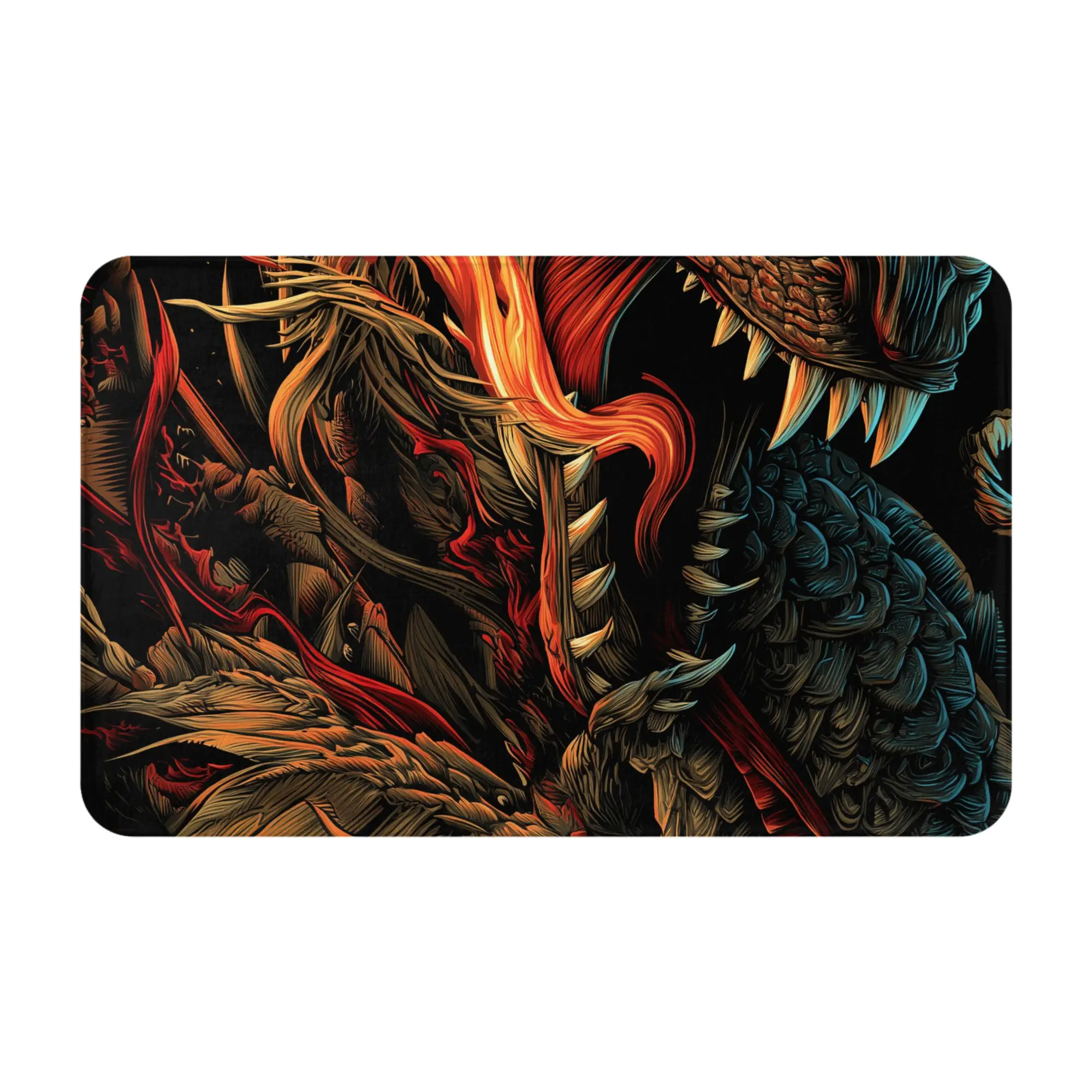 Fiery Dark Fantasy Dragon Illustration Anti-Slip Doormat Bedroom Mat  Welcome Indoor Home Decor