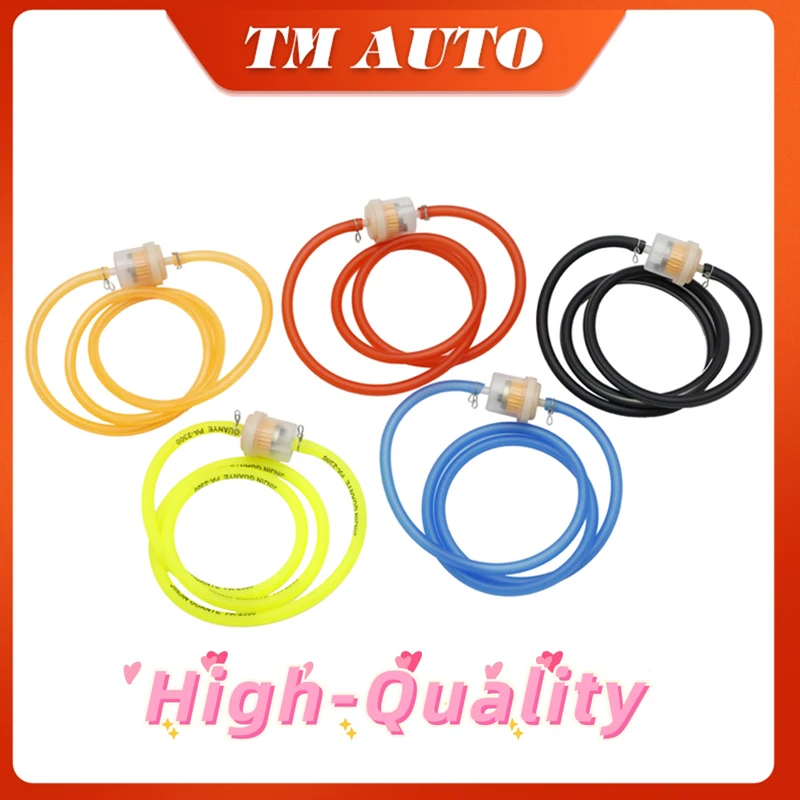 Motorcycle 6mm Gas Fuel Filter Petrol Pipe Hose Line + 4 Clips Moto Scooter Dirt Bike Orange Red Blue Black Yellow