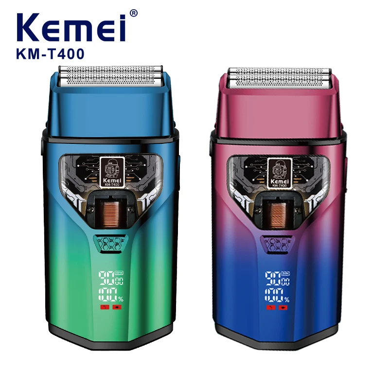 

Kemei T400 электрические бритвы с возвратно-поступательным движением для мужчин, профессиональная перезаряжаемая бритва, бритва для лица, триммер для бороды